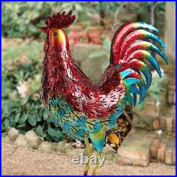 Decor Solar Metal Rooster Animal Lights Garden Sculptures Art Decor Outdoor