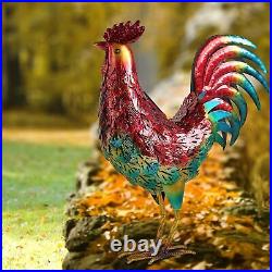 Decor Solar Metal Rooster Animal Lights Garden Sculptures Art Decor Outdoor