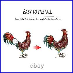 Decor Solar Metal Rooster Animal Lights Garden Sculptures Art Decor Outdoor