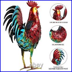 Decor Solar Metal Rooster Animal Lights Garden Sculptures Art Decor Outdoor