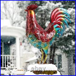 Decor Solar Metal Rooster Animal Lights Garden Sculptures Art Decor Outdoor