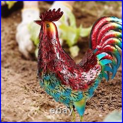 Decor Solar Metal Rooster Animal Lights Garden Sculptures Art Decor Outdoor