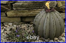 Desert Golden Barrel Cactus Tiki Torch (Large) Outdoor Metal Yard Art Sculpture