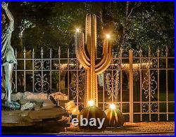 Desert Golden Barrel Cactus Tiki Torch (Large) Outdoor Metal Yard Art Sculpture