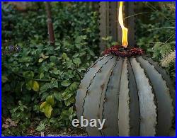 Desert Golden Barrel Cactus Tiki Torch (Small) Outdoor Metal Yard Art Sculpture