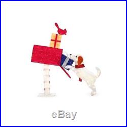 Dog Mailbox Christmas Yard Decoration LED Lighted Tinsel Metal Stakes 60 in