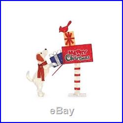Dog Mailbox Christmas Yard Decoration LED Lighted Tinsel Metal Stakes 60 in