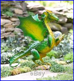 Dragon Garden Decor Sculpture Outdoor Yard Art Patio Green Leaf Metal Dragon