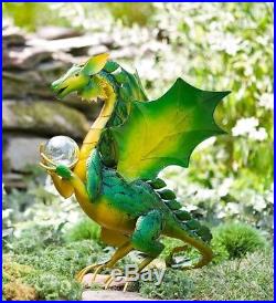 Dragon Garden Decor Sculpture Outdoor Yard Art Patio Green Leaf Metal Dragon