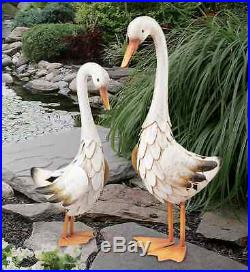 Duck Pair Handcrafted Metal Garden Yard Art Statues Sculptures Birds Pond Pool