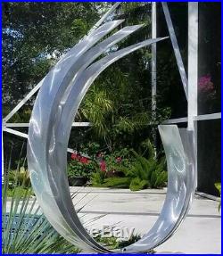Dynamic Metal Sculpture Modern Silver Indoor Outdoor Garden Yard Decor Jon Allen