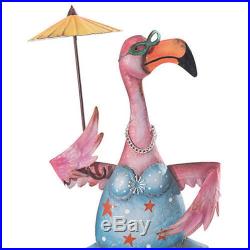 Eccentric Hand-Painted Pink Flamingo Yard Ornaments Outdoor Sculpture, Set of 2