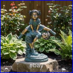 Elegant 26 Bronze Finish Outdoor Statue Girl and Boy for Timeless Appeal