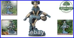 Elegant 26 Bronze Finish Outdoor Statue Girl and Boy for Timeless Appeal