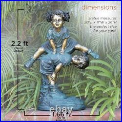 Elegant 26 Bronze Finish Outdoor Statue Girl and Boy for Timeless Appeal