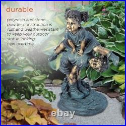 Elegant 26 Bronze Finish Outdoor Statue Girl and Boy for Timeless Appeal