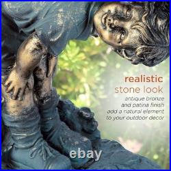 Elegant 26 Bronze Finish Outdoor Statue Girl and Boy for Timeless Appeal