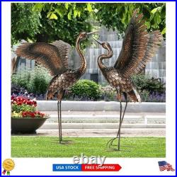 Elegant 46-Inch Metal Heron Crane Garden Statues Outdoor Yard Art 2-Pack