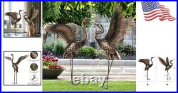 Elegant 46-Inch Metal Heron Crane Garden Statues Outdoor Yard Art 2-Pack