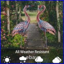 Elegant Heron Decor, Standing Bird Art for Outdoor, Set of 2