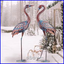 Elegant Heron Decor, Standing Bird Art for Outdoor, Set of 2