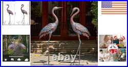 Elegant Patina Heron Decoys Set of 2 Lifelike Crane Yard Art Sculptures