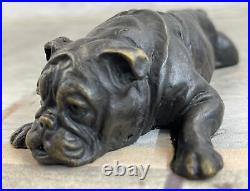 English Bulldog Garden Yard Outdoor Indoor Bronze Statue Sculpture Hand Made Art