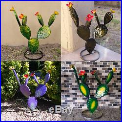 FOUR 17 Recycled Metal Garden Yard Art Prickly Pear Cactus Sculptured Plants