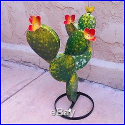 FOUR 17 Recycled Metal Garden Yard Art Prickly Pear Cactus Sculptured Plants