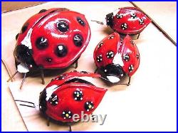FOUR Metal art Ladybug sculptures, Junk Iron Art, Garden Yard art