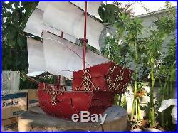 Fab Huge Heavy! Welded 3'x3' Tall Ship Sail Boat Patio Home Metal Yard Home Art