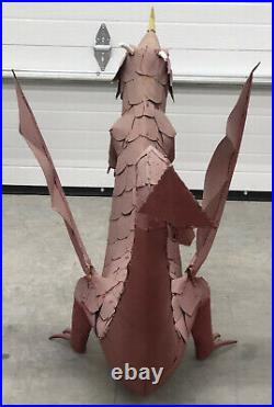 Faded Red Metal Dragon Yard Art Sculpture Ornament 58 Length 25 Wingspan