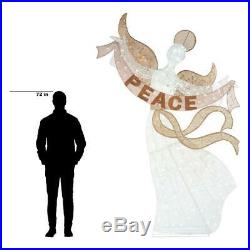 Festive Christmas Angel Peace Sign 108 In. Warm White LED Lights Yard Home Decor