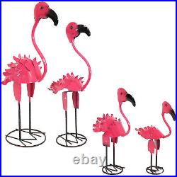 Flamingo Family Fiesta Metal Yard Art Statues Set of 5 by Sunnydaze