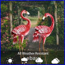 Flamingo Garden Statues and Sculptures Metal Birds Yard Art Outdoor S