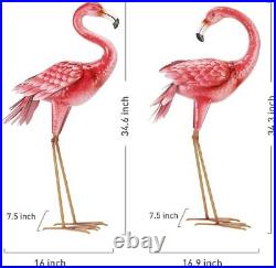 Flamingo Garden Statues and Sculptures Metal Birds Yard Art Outdoor S