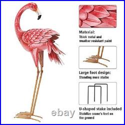 Flamingo Garden Statues and Sculptures Metal Birds Yard Art Outdoor S