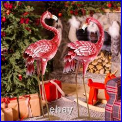 Flamingo Garden Statues and Sculptures, Metal Birds Yard Art Outdoor Statue