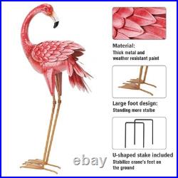 Flamingo Garden Statues and Sculptures, Metal Birds Yard Art Outdoor Statue