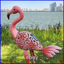 Flamingo Garden Statues with Solar Lights, Pink Flamingo Yard Decorations