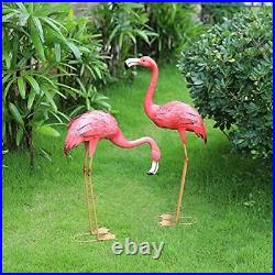 Flamingo Yard Decorations Metal Garden Statues, Pink Lawn Ornaments Outdoor