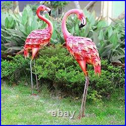 Flamingos Garden Sculptures & Statues, Bird Metal Yard Art for Backyard Porch