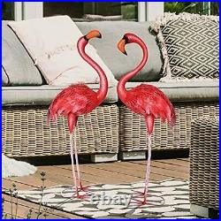 Flamingos Garden Statues And Sculptures Outdoor Metal Birds Yard Art For Home Pa