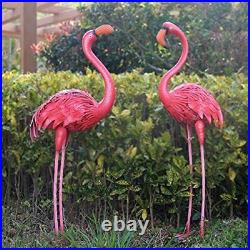 Flamingos Garden Statues and Sculptures Outdoor Metal Birds Yard Art for Home