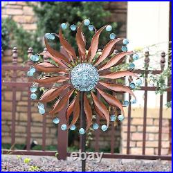 Flower Garden Wind Spinner, Large Metal Wind Sculpture For Garden Yard Windmill