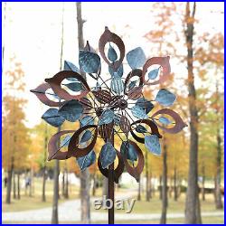 Flower Wind Spinner, Large Metal Wind Sculpture, Garden Yard Lawn Windmill 84 inch