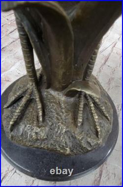 Flying Bronze Brown Patina Crane Statue Sculpture Heron Bird Metal Yard Art Deco