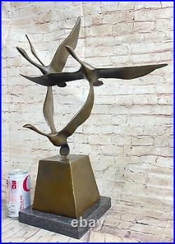 Flying Bronze Brown Patina Duck Statue Sculpture Ducks Bird Metal Yard Art Deal