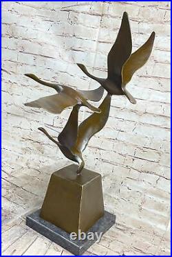 Flying Bronze Brown Patina Duck Statue Sculpture Ducks Bird Metal Yard Art Deal