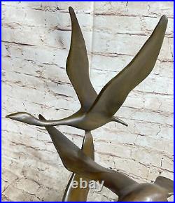 Flying Bronze Brown Patina Duck Statue Sculpture Ducks Bird Metal Yard Art Deal